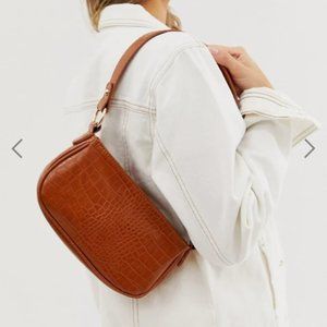 Croc Cognac/Tan Mini Shoulder Bag